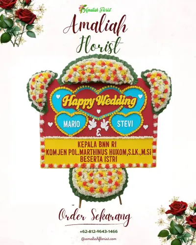 Karangan Papan Bunga Pernikahan di Pedagangan